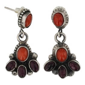 Juanita McDonald Navajo Coral & Purple Spiny Oyster Earrings
