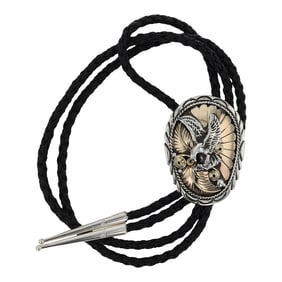 Navajo Sterling Silver & Gold Filled Eagle Bolo Tie