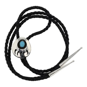 Navajo Kingman Turquoise Bearpaw Bolo Tie