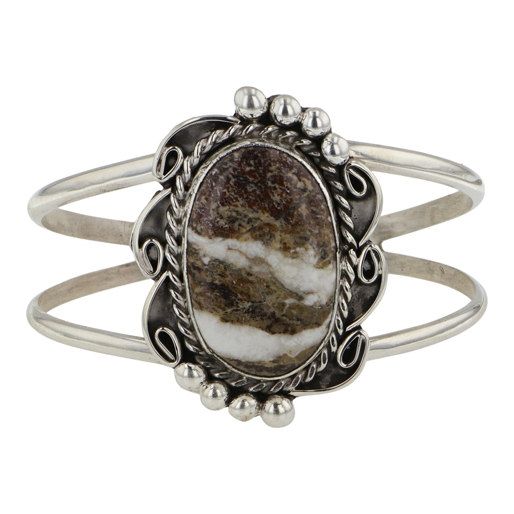 Gilbert Nez Navajo Wildhorse Bracelet: Sterling Silver | Genuine Wildhorse | Gilbert Nez Navajo Wildhorse Bracelet | Navajo Native American Southwest Indian Jewelry | Good (no breaks or damages) | Approximate Weight: 32 Grams | Bracelet: 6