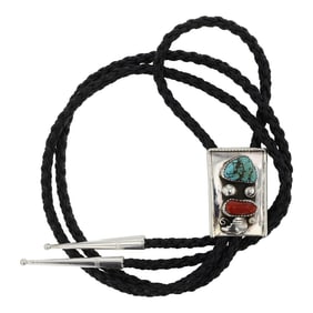 Navajo Turquoise & Coral Bolo Tie