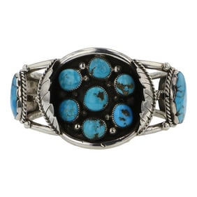 Navajo Kingman Turquoise Cluster Bracelet