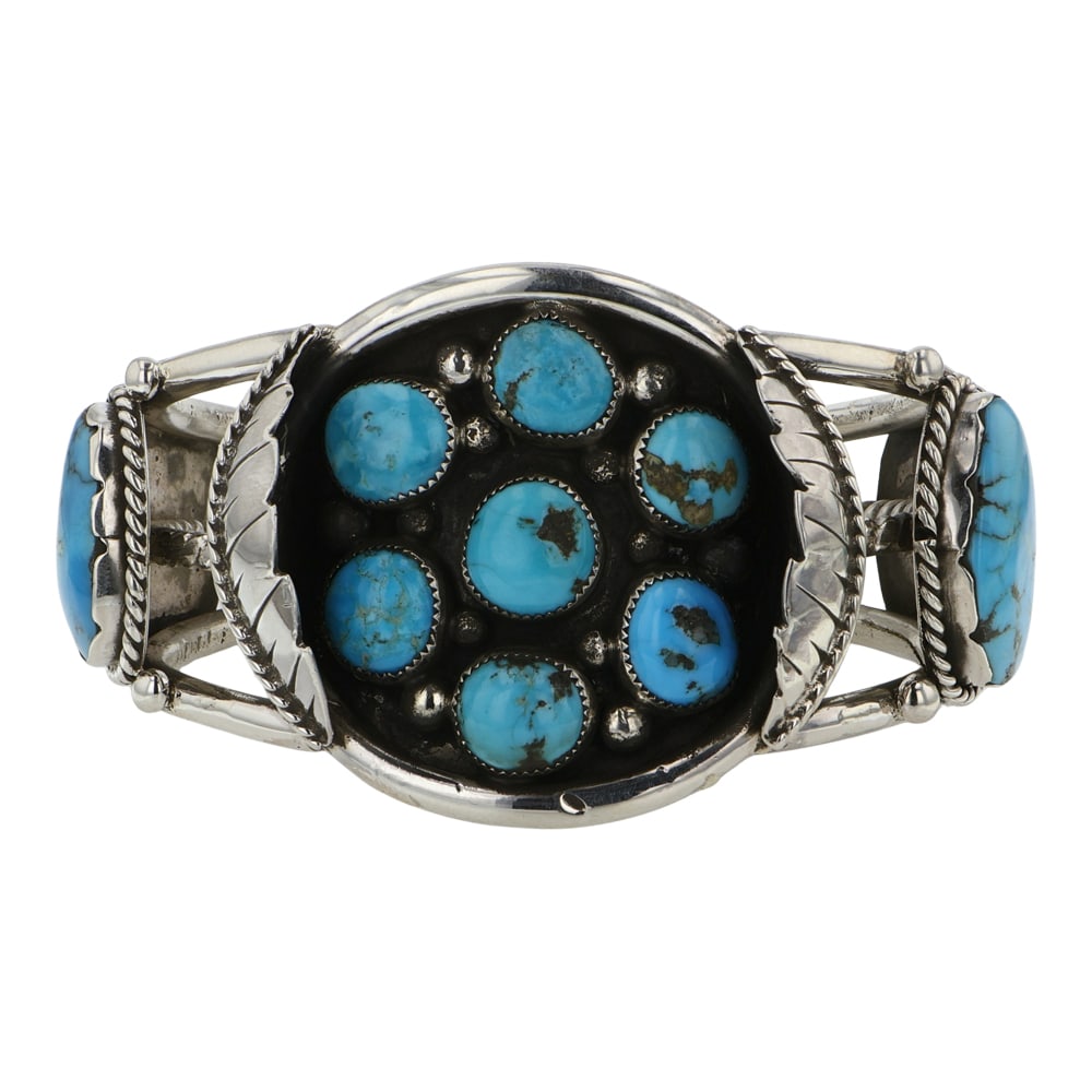 Navajo Kingman Turquoise Cluster Bracelet (1 of 4)