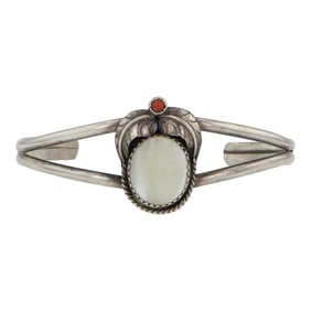 Vintage Navajo Mother of Pearl & Coral Bracelet