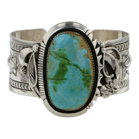 Joe Piaso Jr. Navajo Nevada Turquoise Large Cuff Bracelet