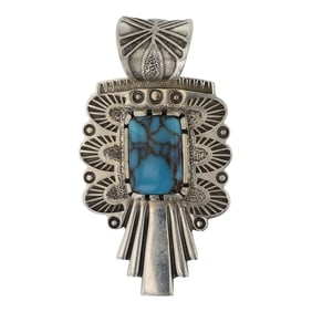 Tim Blue flint Ramel Bad River Chippewa/ Comanche Award Winning Artist Prince Turquoise Pendant