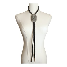 Vernon Jojola (1963-2005) Isleta / Laguna Award Winning Artist Fox Turquoise Intricate Bolo Tie