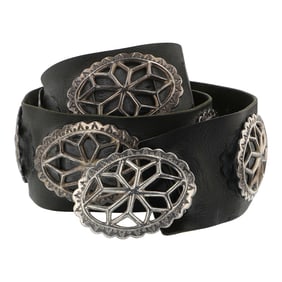 Vintage Navajo Sandcast Large Concho Belt