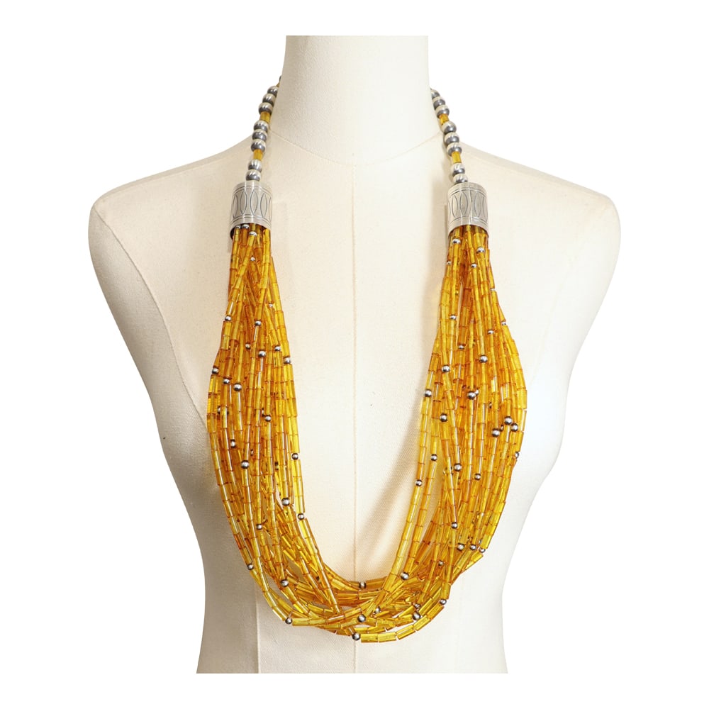 Navajo Amber & Oxidized Beads Necklace (1 of 3)