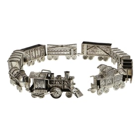 Vintage Navajo Handmade Intricate Detailed 9 Pc Sterling Silver Model Train Set Truly one of a kind