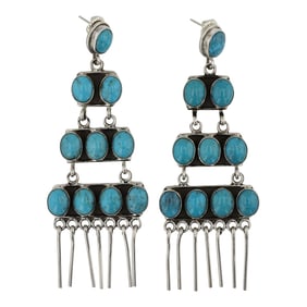 Navajo Compitos Turquoise Chandelier Earrings