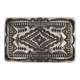 Vincent J. Platero Navajo Stamp-Work Belt Buckle