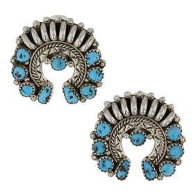Nora Tsosie Navajo Sleeping Beauty Turquoise Earrings