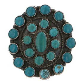 Vintage Navajo Turquoise Cluster Ring