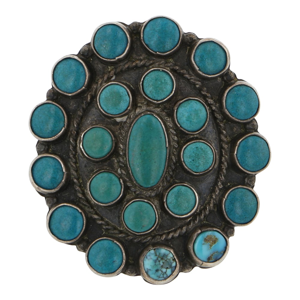 Vintage Navajo Turquoise Cluster Ring (1 of 3)