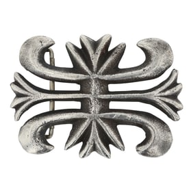 Vintage Navajo Sterling Silver Sandcast Belt Buckle