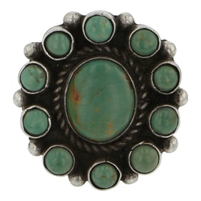 Richard Jim Navajo Fox Turquoise Cluster Ring