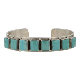 Navajo Turquoise Square Row Bracelet