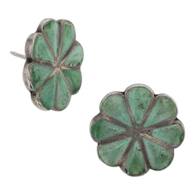 Vintage Zuni Turquoise Inlay Earrings