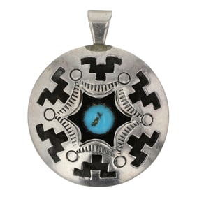 Navajo Kingman Turquoise Shadowbox Pendant