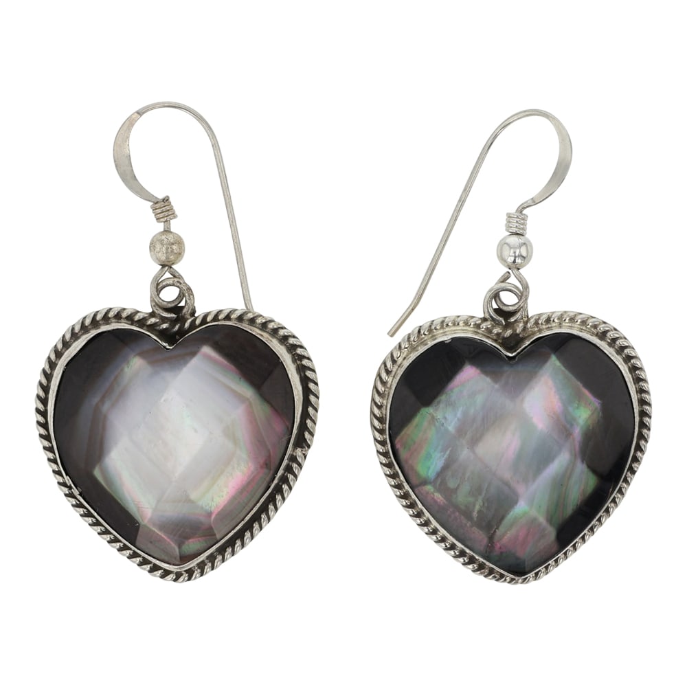 Victoria Wyllie Navajo Faceted Abalone Shell Earrings: Sterling Silver | Genuine Abalone Shell | Victoria Wyllie Navajo Faceted Abalone Shell Earrings | Navajo Native American Southwest Indian Jewelry | Good (no breaks or damages) | Approximate Weight: 11