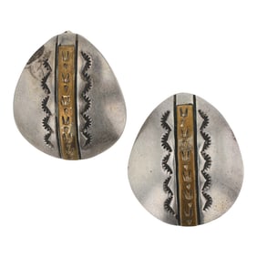 Vintage Navajo Sterling Silver & Gold Filled Earrings