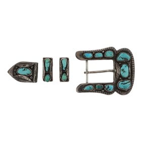 Vintage Navajo Kingman Turquoise Ranger Belt