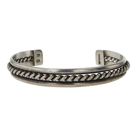 Roger Skeets Navajo Plain Silver Cuff Bracelet
