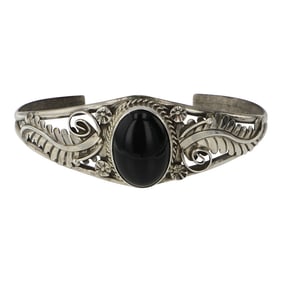 Navajo Black Onyx Cuff Bracelet