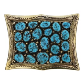 Vintage Navajo Kingman Turquoise Belt Buckle