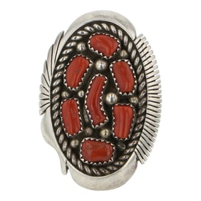 Keneth Jones Navajo Mediterranean Coral Ring