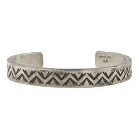 Navajo Plain Silver Stamp Work Bracelet