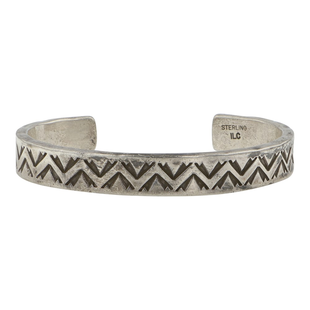 Navajo Plain Silver Stamp Work Bracelet (1 of 3)