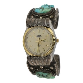 Vintage Navajo Kingman Turquoise Watch Bracelet