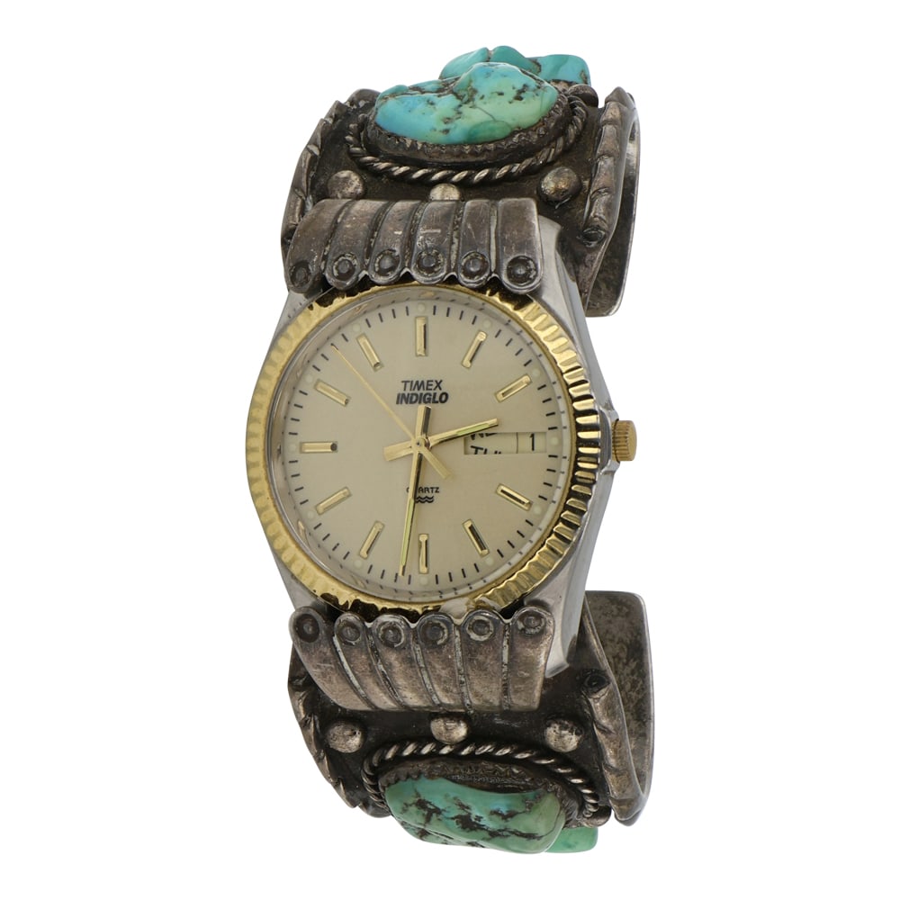 Vintage Navajo Kingman Turquoise Watch Bracelet (1 of 4)