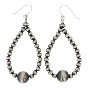Navajo Oxidized Beads Hoop Earrings