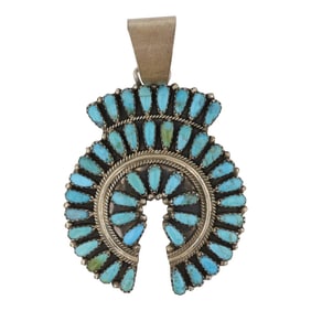 Zeta Begay Navajo Kingman Turquoise Naja Pendant