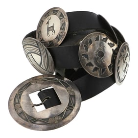 Vintage Navajo Storyteller Concho Belt