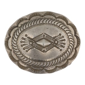 Vintage Navajo Plain Silver Belt Buckle