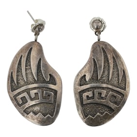 Navajo Plain Silver Bear Paw Earrings