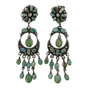 Eleanor Largo ( 1953-2021) Navajo Nevada Turquoise Chandelier Earrings
