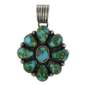 Henry Sam Navajo Sonoran Gold Turquoise Cluster Pendant