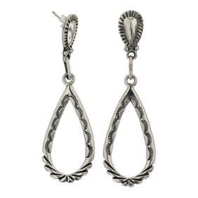 Navajo Stamp Work Hoop Earrings