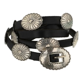 Vintage Navajo Coin Silver Concho Belt
