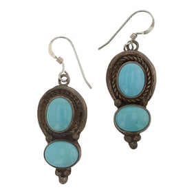Eddie Secatero Navajo Kingman Turquoise Earrings