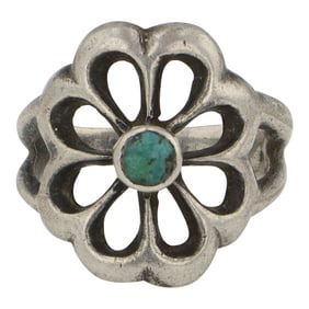 Navajo Nevada Turquoise Sandcast Ring