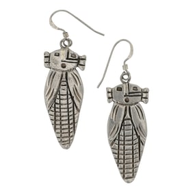 Navajo Plain Silver Corn Maiden Earrings