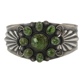 Elgin Tom Navajo Sonoran Gold Turquoise Cluster Bracelet