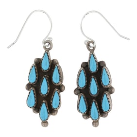 Navajo Cluster Block Reversible Red & Blue Earrings