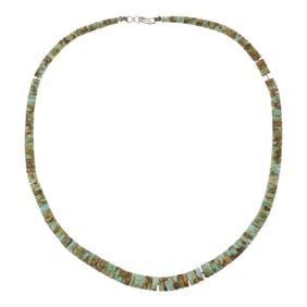 Navajo Nevada Turquoise Graduated Heishi Necklace